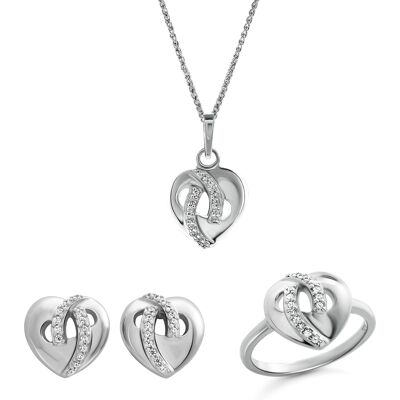 Orphelia 'Amore' Dames 925 Sterling Zilveren Set: Halsketting + Oorbellen + Ring - Zilver SET-7577 O 1/2 Orphelia 'Amore' Dames 925 Sterling Zilveren Set: Halsketting + Oorbellen + Ring - Zilver SET-7577 O 1/2