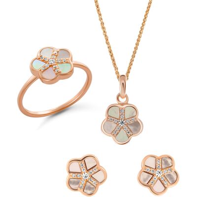 Orphelia 'Daisy' Dames 925 Zilveren Set: Ketting + Oorbellen + Ring - Roze SET-7585/RG R 1/2 Orphelia 'Daisy' Dames 925 Zilveren Set: Ketting + Oorbellen + Ring - Roze SET-7585/RG R 1/2