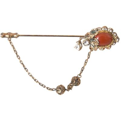 Dolce & Gabbana Gouden Messing Kristallen Ketting 925 Sterling Zilveren Speld Broche One Size Dolce & Gabbana Gouden Messing Kristallen Ketting 925 Sterling Zilveren Speld Broche One Size