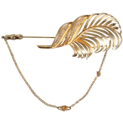 Dolce & Gabbana Gouden Toon 925 Sterling Zilveren Blad Kristal Ketting Speld One Size Dolce & Gabbana Gouden Toon 925 Sterling Zilveren Blad Kristal Ketting Speld One Size