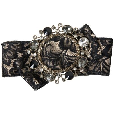 Dolce & Gabbana Zwarte Kant Kristal Handgemaakte Broche Haarspeld One Size Dolce & Gabbana Zwarte Kant Kristal Handgemaakte Broche Haarspeld One Size
