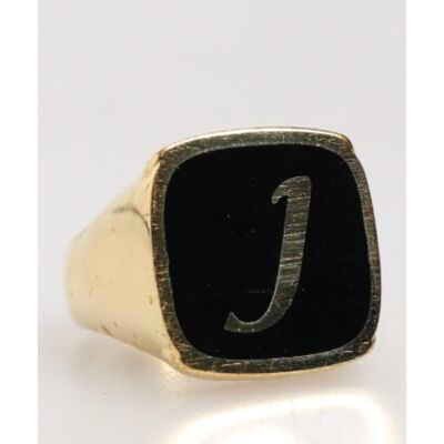 Dolce & Gabbana Gouden Kleur Echte Messing Zwarte Emaille 'J' Verstelbare Ringen One Size Dolce & Gabbana Gouden Kleur Echte Messing Zwarte Emaille 'J' Verstelbare Ringen One Size