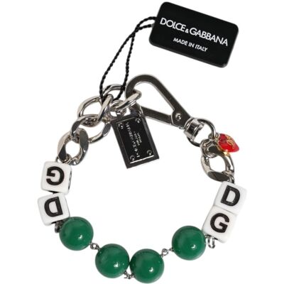 Dolce & Gabbana Zilverkleurige Messing Kralen Dobbelsteen Logo Versier Charm Armband One Size Dolce & Gabbana Zilverkleurige Messing Kralen Dobbelsteen Logo Versier Charm Armband One Size