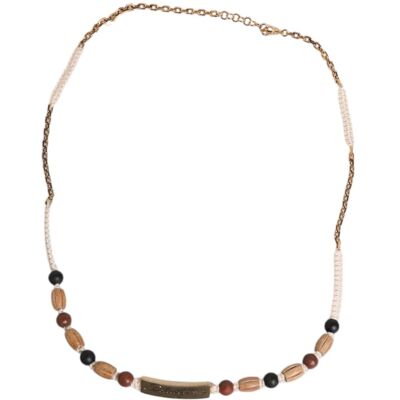 Dolce & Gabbana Kralenhoutketting met Metalen Ketting One Size Dolce & Gabbana Kralenhoutketting met Metalen Ketting One Size
