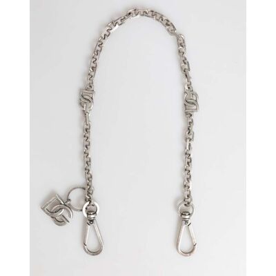 Dolce & Gabbana Zilverkleurige Messing DG Logo Detail Ketting Heren Necklace One Size Dolce & Gabbana Zilverkleurige Messing DG Logo Detail Ketting Heren Necklace One Size