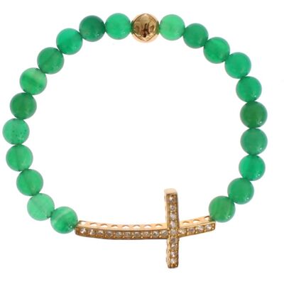 Nialaya Jade Steen Gouden CZ Kruis 925 Zilveren Armband XS Nialaya Jade Steen Gouden CZ Kruis 925 Zilveren Armband XS