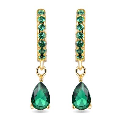 Luxenter Sterling Zilver 925 oorbellen met Smaragd Zirkonia afgewerkt in 18K geel goud - Intheon One Size Luxenter Sterling Zilver 925 oorbellen met Smaragd Zirkonia afgewerkt in 18K geel goud - Intheon One Size