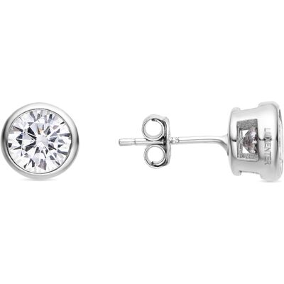 Luxenter Sterling zilveren 925 oorbellen met gerhodineerde Brilliant Zirkonia - Basili One Size Luxenter Sterling zilveren 925 oorbellen met gerhodineerde Brilliant Zirkonia - Basili One Size