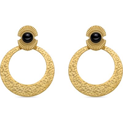 Luxenter Oorbellen met Onyx 18k goud afgewerkt - Noraf One Size Luxenter Oorbellen met Onyx 18k goud afgewerkt - Noraf One Size