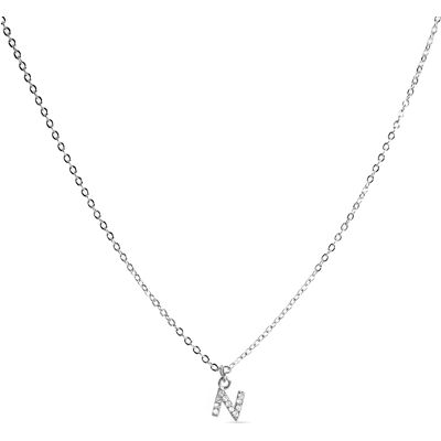 Luxenter Halsketting met Glimmende Zirkonia zilverkleurige afwerking - Alfabet One Size Luxenter Halsketting met Glimmende Zirkonia zilverkleurige afwerking - Alfabet One Size