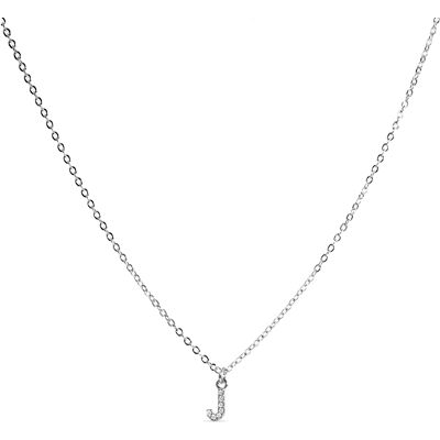Luxenter Halsketting met Glimmende Zirkonia zilverkleurige afwerking - Alfabet One Size Luxenter Halsketting met Glimmende Zirkonia zilverkleurige afwerking - Alfabet One Size