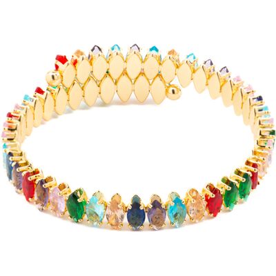Luxenter Armband met Veelkleurig Kristal 18k goud afwerking - Nex One Size Luxenter Armband met Veelkleurig Kristal 18k goud afwerking - Nex One Size