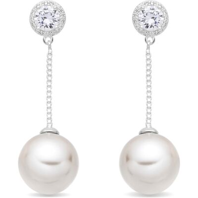 Luxenter Oorbellen met witte parel, zilveren afwerking - Calgio One Size Luxenter Oorbellen met witte parel, zilveren afwerking - Calgio One Size
