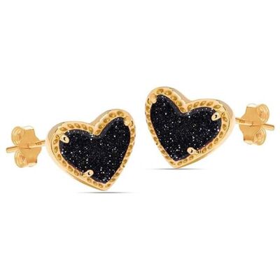 Bibei Vrouwen Gouden Hart Oorbellen met Nachtelijke Schittering, 925 Sterling Zilver BIPE050 One Size Bibei Vrouwen Gouden Hart Oorbellen met Nachtelijke Schittering, 925 Sterling Zilver BIPE050 One Size