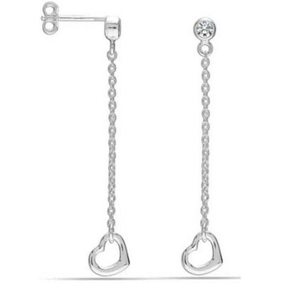 Bibei Vrouwen Lange Hart Oorbel met Cubic Zirconia in 925 Sterling Zilver BIPE043 One Size Bibei Vrouwen Lange Hart Oorbel met Cubic Zirconia in 925 Sterling Zilver BIPE043 One Size