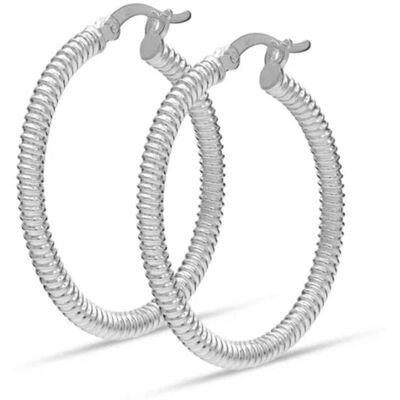 Bibei Dames Chunky Textured Hoops Oorbellen 925 Sterling Zilver BIPE034 One Size Bibei Dames Chunky Textured Hoops Oorbellen 925 Sterling Zilver BIPE034 One Size