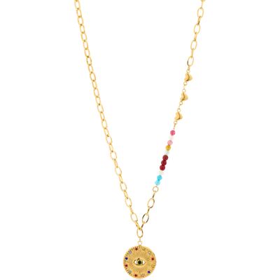 Luxenter Multicolour Crystal Halsketting afgewerkt in 18K geel goud - Targey One Size Luxenter Multicolour Crystal Halsketting afgewerkt in 18K geel goud - Targey One Size