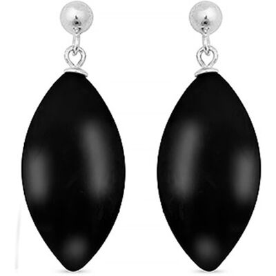 Luxenter oorbellen, 925 sterling zilver en gerhodineerd onyx ayom One Size Luxenter oorbellen, 925 sterling zilver en gerhodineerd onyx ayom One Size