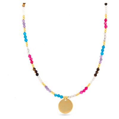 Luxenter Lyhakk Ketting in 925 Sterling Zilver en Veelkleurig Kristal afgewerkt in 18 karaat geel goud One Size Luxenter Lyhakk Ketting in 925 Sterling Zilver en Veelkleurig Kristal afgewerkt in 18 karaat geel goud One Size