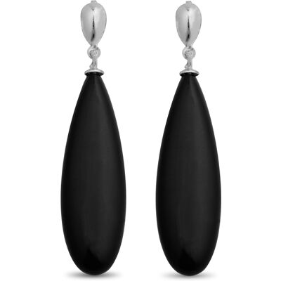 Luxenter oorbellen, 925 sterling zilver, adak en onyx, gerhodineerd afgewerkt One Size Luxenter oorbellen, 925 sterling zilver, adak en onyx, gerhodineerd afgewerkt One Size