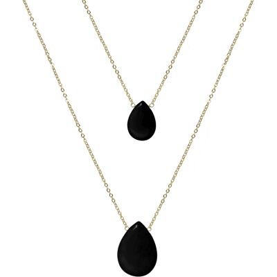Luxenter Luxeketting, metaallegering en onyx abelia 18K vergulde afwerking One Size Luxenter Luxeketting, metaallegering en onyx abelia 18K vergulde afwerking One Size