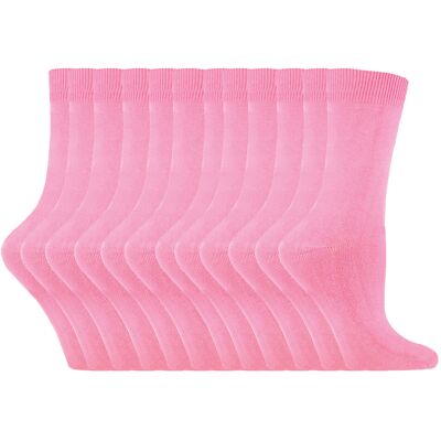 Sock Snob 12 paar kleurrijke effen katoenrijke damessokken - Roze Roze 37 - 42 Sock Snob 12 paar kleurrijke effen katoenrijke damessokken - Roze Roze 37 - 42