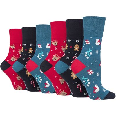 6 Paar Dames Kerstsokken Gentle Grip Womens NieuwigheidDesign Xmas Gift Sokken - Blauw / Rood / Grijs 37 - 42 6 Paar Dames Kerstsokken Gentle Grip Womens NieuwigheidDesign Xmas Gift Sokken - Blauw / Rood / Grijs 37 - 42