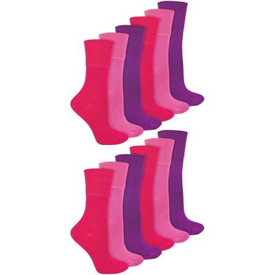 IOMI - 12 paar bamboesokken voor diabeten voor dames - Roze 37 - 42 IOMI - 12 paar bamboesokken voor diabeten voor dames - Roze 37 - 42