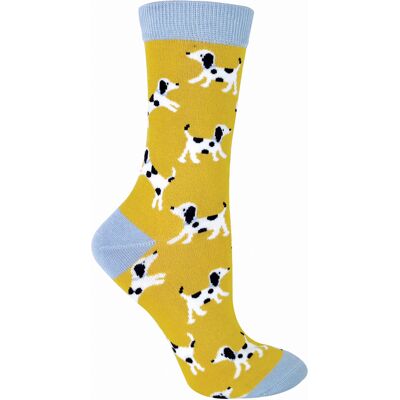 Miss Sparrow - Dames Dog Design BamboeSokken - Dalmatiërs (Geel) 37-40 Miss Sparrow - Dames Dog Design BamboeSokken - Dalmatiërs (Geel) 37-40
