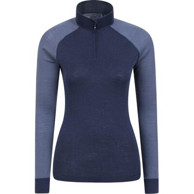 Mountain Warehouse Dames Merino Wol Zip Neck Thermo Top (Navy) 38 Mountain Warehouse Dames Merino Wol Zip Neck Thermo Top (Navy) 38