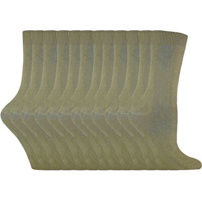 Sock Snob 12 paar kleurrijke effen katoenrijke damessokken - Khaki 37 - 42 Sock Snob 12 paar kleurrijke effen katoenrijke damessokken - Khaki 37 - 42