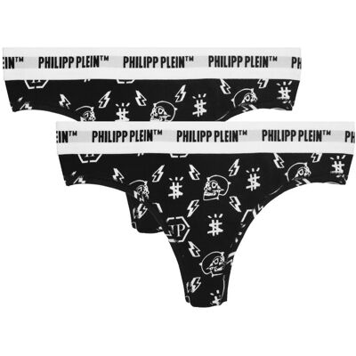 Philipp Plein Symbolen Logo Zwarte Onderbroeken String Tweedelige Set L Philipp Plein Symbolen Logo Zwarte Onderbroeken String Tweedelige Set L