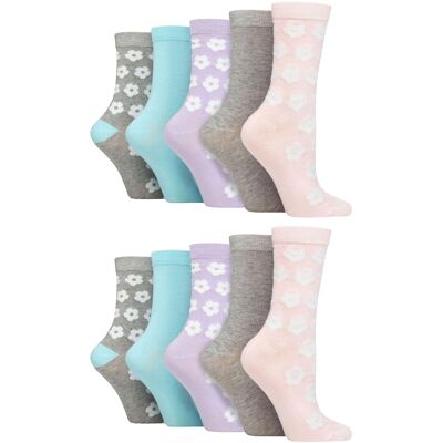 Wildfeet - 10 Paar Dames Bamboe Crewsokken - Jacquard Sokken - Bloemen Pastel 37 - 42 Wildfeet - 10 Paar Dames Bamboe Crewsokken - Jacquard Sokken - Bloemen Pastel 37 - 42