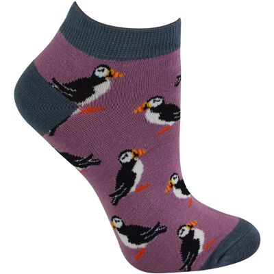 Miss Sparrow - Dames Bamboe Trainer Sokken - Puffins (Mauve) 37-40 Miss Sparrow - Dames Bamboe Trainer Sokken - Puffins (Mauve) 37-40