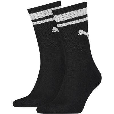 Puma Unisex Adult Heritage Stripe Crew Socks (pak van 2) (Zwart/Wit) 43 - 45 Puma Unisex Adult Heritage Stripe Crew Socks (pak van 2) (Zwart/Wit) 43 - 45