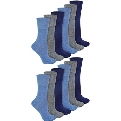 IOMI - 12 paar bamboesokken voor diabeten voor dames - Blauw 37 - 42 IOMI - 12 paar bamboesokken voor diabeten voor dames - Blauw 37 - 42
