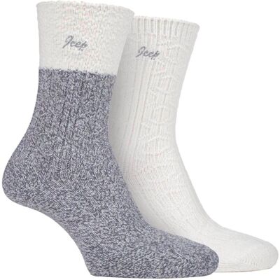 Jeep - Set van 2 superzachte sokken voor wandelschoenen voor dames - Crème / Leisteen 37-39.5 Jeep - Set van 2 superzachte sokken voor wandelschoenen voor dames - Crème / Leisteen 37-39.5