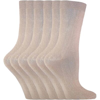 Sock Snob Set van 6 effen, casual katoenen damessokken - PL30 Beige 37-39.5 Sock Snob Set van 6 effen, casual katoenen damessokken - PL30 Beige 37-39.5
