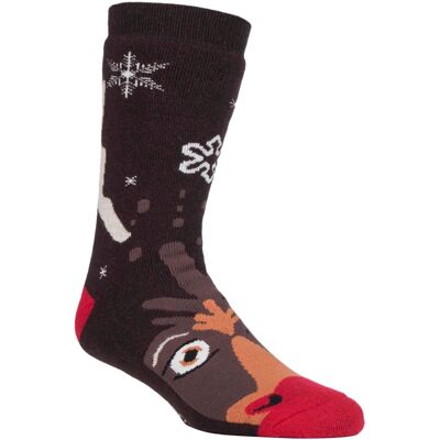 Heat Holders Dames kerst antislip thermo pantoffelsokken - Rudolph 45602 Heat Holders Dames kerst antislip thermo pantoffelsokken - Rudolph 45602