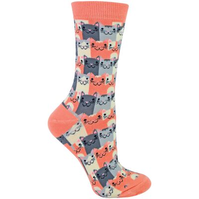 Miss Sparrow 2 Paar Dames Grappige Kattensokken, Ademende Grappige Bamboe Kousen - Happy Cats (Roze) 37 - 42 Miss Sparrow 2 Paar Dames Grappige Kattensokken, Ademende Grappige Bamboe Kousen - Happy Cats (Roze) 37 - 42