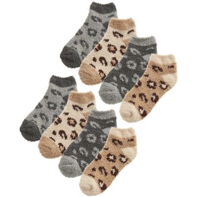 Sock Snob 8 paar multiverpakking pluizige enkelsokken voor dames Nieuwe sokken met dierenprint voor dames - Grijs / Beige 37 - 42 Sock Snob 8 paar multiverpakking pluizige enkelsokken voor dames Nieuwe sokken met dierenprint voor dames - Grijs / Beige 37 - 42