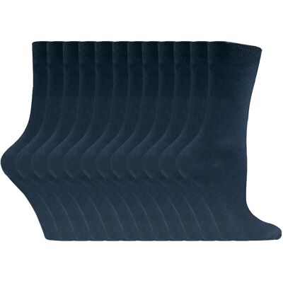 Sock Snob 12 paar kleurrijke effen katoenrijke damessokken - Marine 37 - 42 Sock Snob 12 paar kleurrijke effen katoenrijke damessokken - Marine 37 - 42