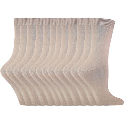 Sock Snob 12 paar kleurrijke effen katoenrijke damessokken - Beige 37 - 42 Sock Snob 12 paar kleurrijke effen katoenrijke damessokken - Beige 37 - 42