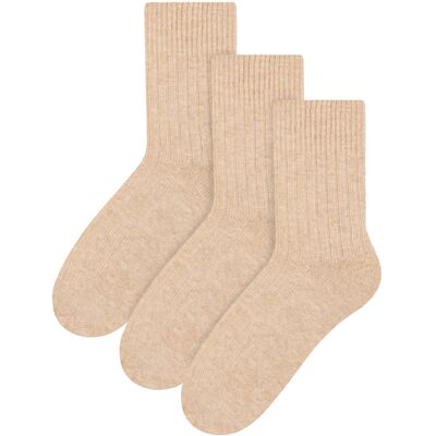 Steven - 3 Paar Multipack Dames Wol Gebreide Sokken Warme Kousen Jurk Sokken - Beige 40 - 42 Steven - 3 Paar Multipack Dames Wol Gebreide Sokken Warme Kousen Jurk Sokken - Beige 40 - 42
