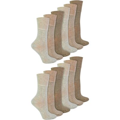 IOMI - 12 paar bamboesokken voor diabeten voor dames - Beige 37 - 42 IOMI - 12 paar bamboesokken voor diabeten voor dames - Beige 37 - 42