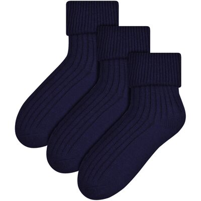 Steven - 3 Paar Dames Wol Bed Sokken Luxe Lichtgewicht Warme Lounge Sokken - Marine 40 - 42 Steven - 3 Paar Dames Wol Bed Sokken Luxe Lichtgewicht Warme Lounge Sokken - Marine 40 - 42