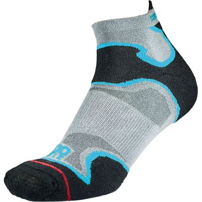 1000 Mile Socks 1000 Mile - Dames Fusion Enkelsokken Repreve Anti-Blaren Gevoerde Sokken - Zilver / IJsvogel 1000 Mile Socks 1000 Mile - Dames Fusion Enkelsokken Repreve Anti-Blaren Gevoerde Sokken - Zilver / IJsvogel