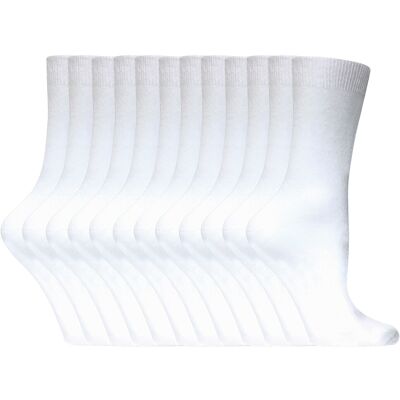 Sock Snob 12 paar kleurrijke effen katoenrijke damessokken - Wit 37 - 42 Sock Snob 12 paar kleurrijke effen katoenrijke damessokken - Wit 37 - 42