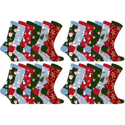 Sock Snob Nieuwe kerstsokken voor kinderen met leuke patronen - 24 Pack 27 - 29 Sock Snob Nieuwe kerstsokken voor kinderen met leuke patronen - 24 Pack 27 - 29