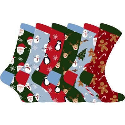 Sock Snob Nieuwe kerstsokken voor kinderen met leuke patronen - 6 Pack 31.5 - 36 Sock Snob Nieuwe kerstsokken voor kinderen met leuke patronen - 6 Pack 31.5 - 36